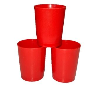 Vintage‎ Tupperware Juice Cup Red Plastic Small Tumbler 6 oz Style 1251 Set of 3